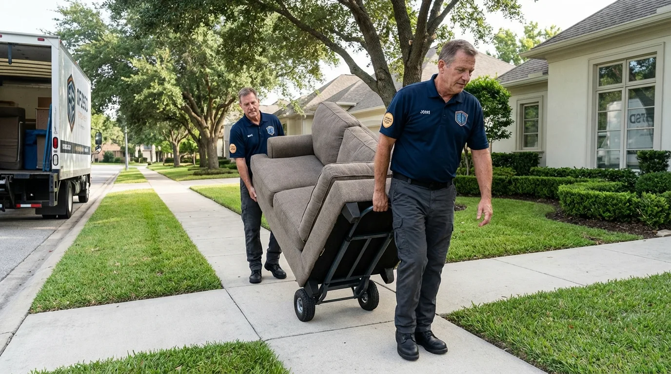 Local residential moving crew loading furniture in Shasta Lake, CA